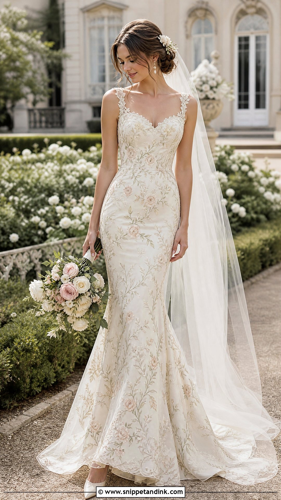 Floral Embroidered Vintage Mermaid Wedding Dress - Snippet and Ink - 20 Vintage Mermaid Wedding Dress Ideas