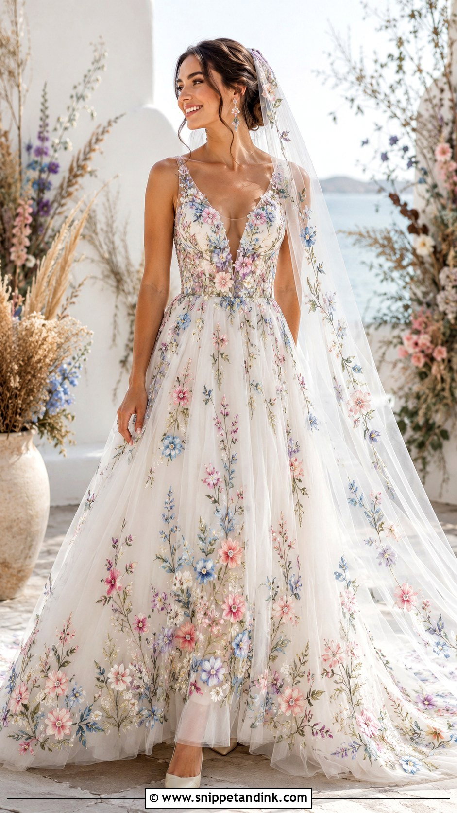 Floral Embroidered Wedding Dress - Snippet and Ink - 30 Embroidered Wedding Dress Ideas