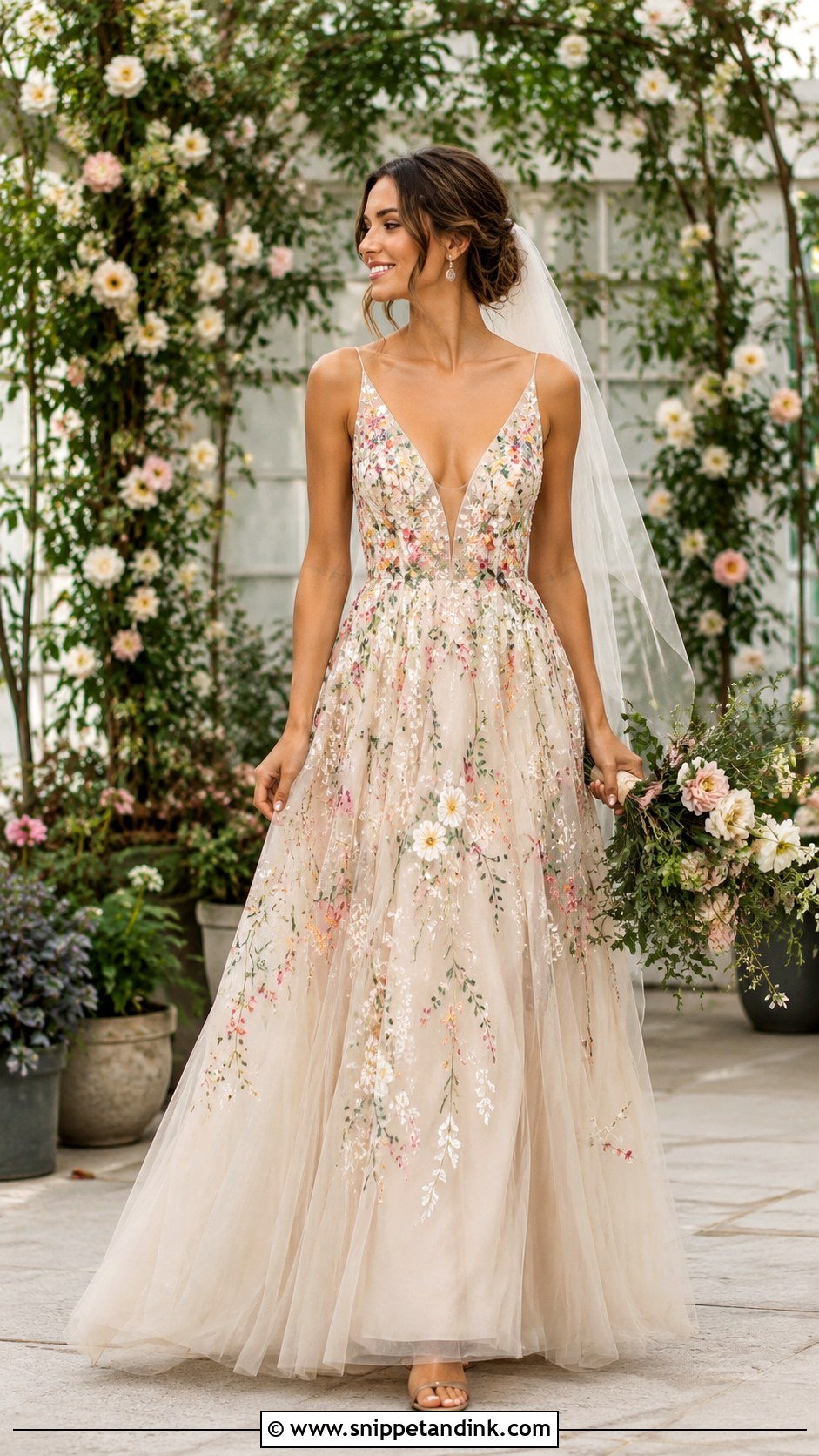 Floral Embroidered Wedding Dress - Snippet and Ink - 30 Non White Wedding Dress Ideas