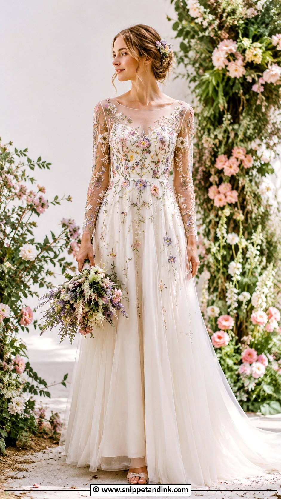 Floral Embroidered Wedding Dress - Snippet and Ink - 30 70s Wedding Dress Ideas