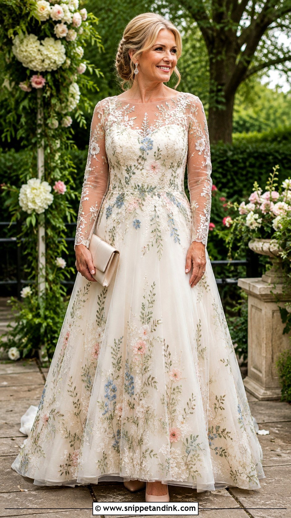 Floral Embroidered Wedding Dress - Snippet and Ink - 20 Older Bride Wedding Dress Ideas