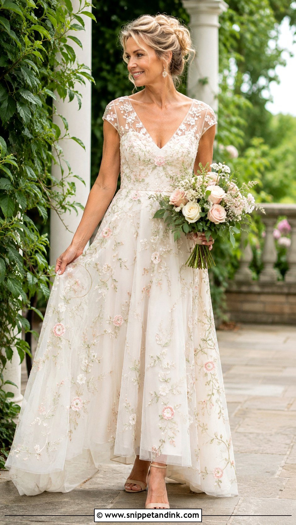 Floral Embroidered Wedding Dress - Snippet and Ink - 25 2nd Wedding Dress Ideas