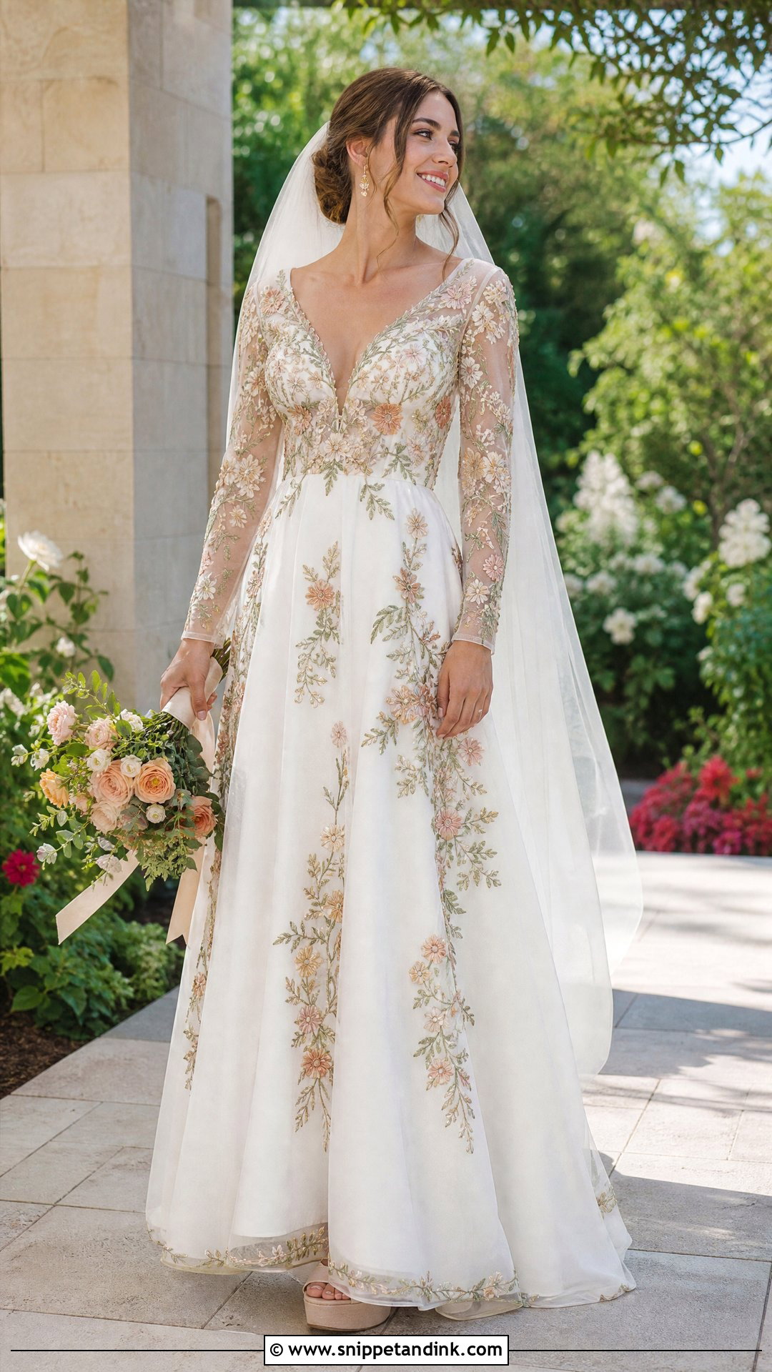Floral Embroidered Wedding Dress - Snippet and Ink - 25 70s Style Wedding Dress Ideas