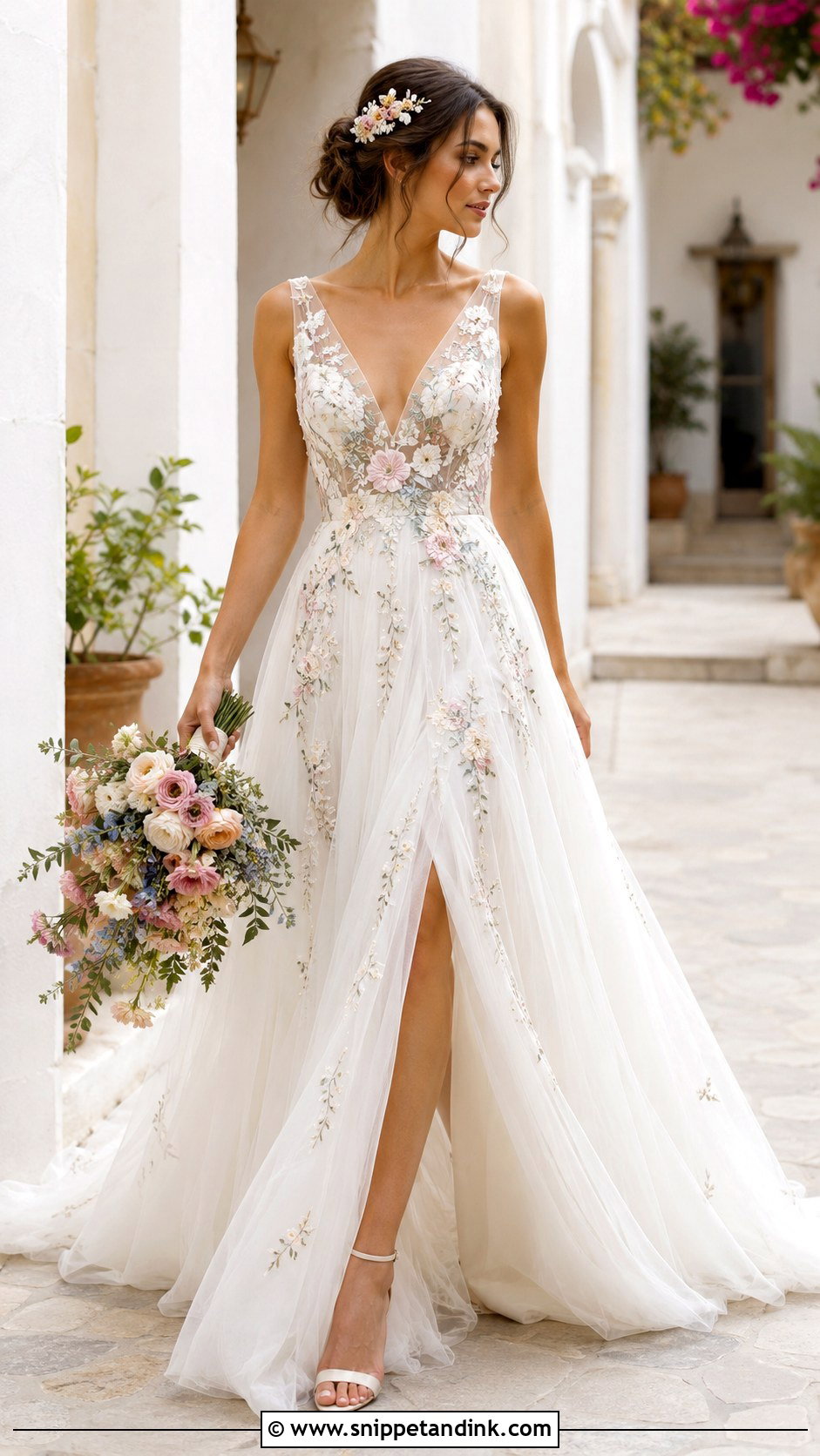 Floral Embroidered Wedding Dress - Snippet and Ink - 25 Flowery Wedding Dress Ideas