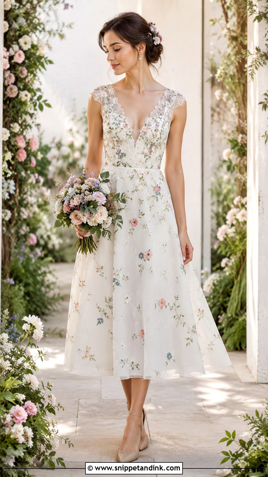 Floral Embroidered Wedding Dress - Snippet and Ink - 25 Intimate Wedding Dress Ideas