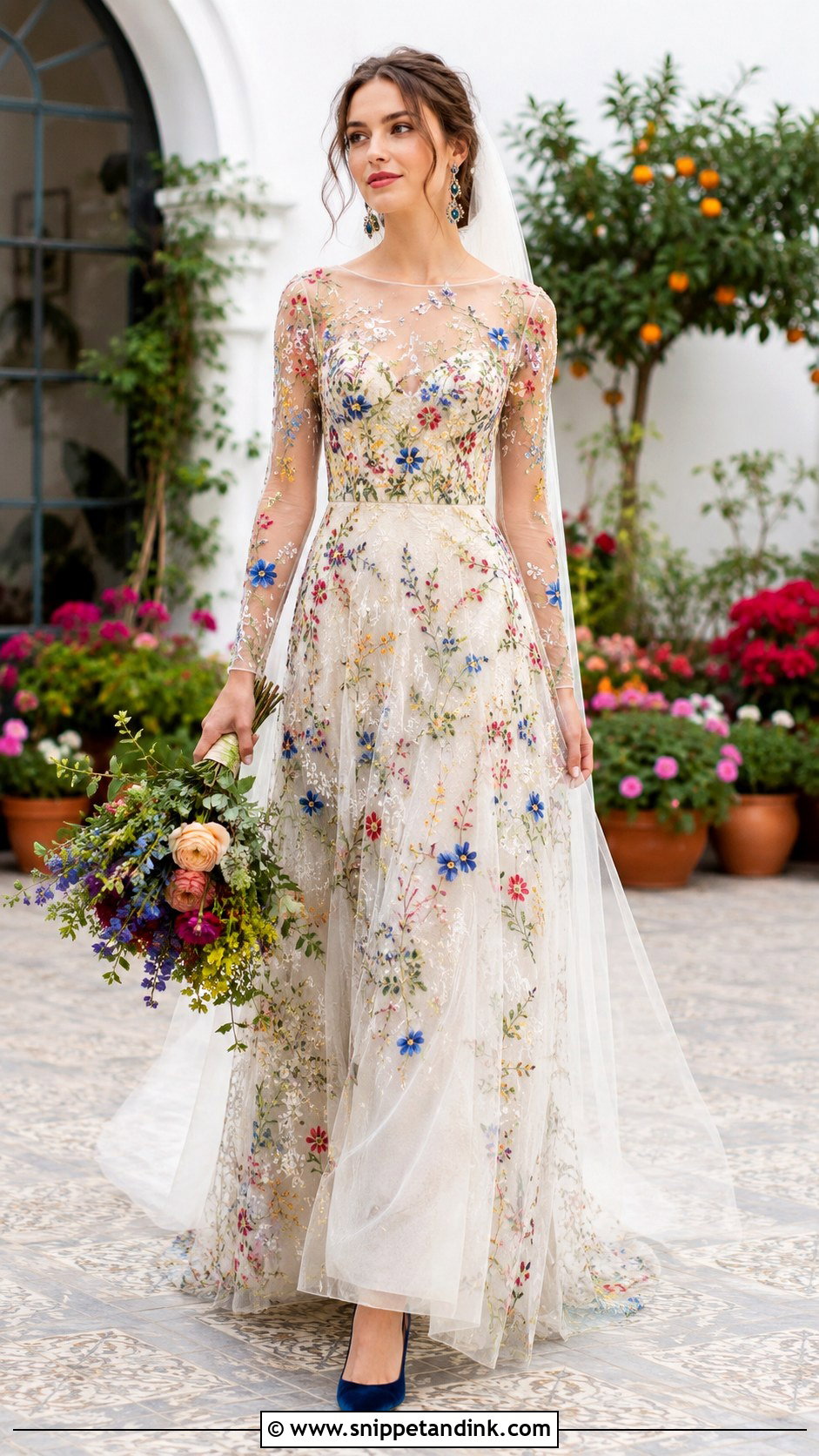 Floral Embroidered Wedding Dress - Snippet and Ink - 20 Alternative Bride Dress Ideas