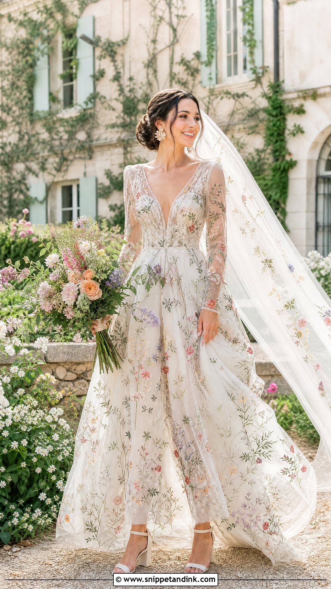 Floral Embroidered Wedding Dress - Snippet and Ink - 20 Uk Wedding Dress Ideas