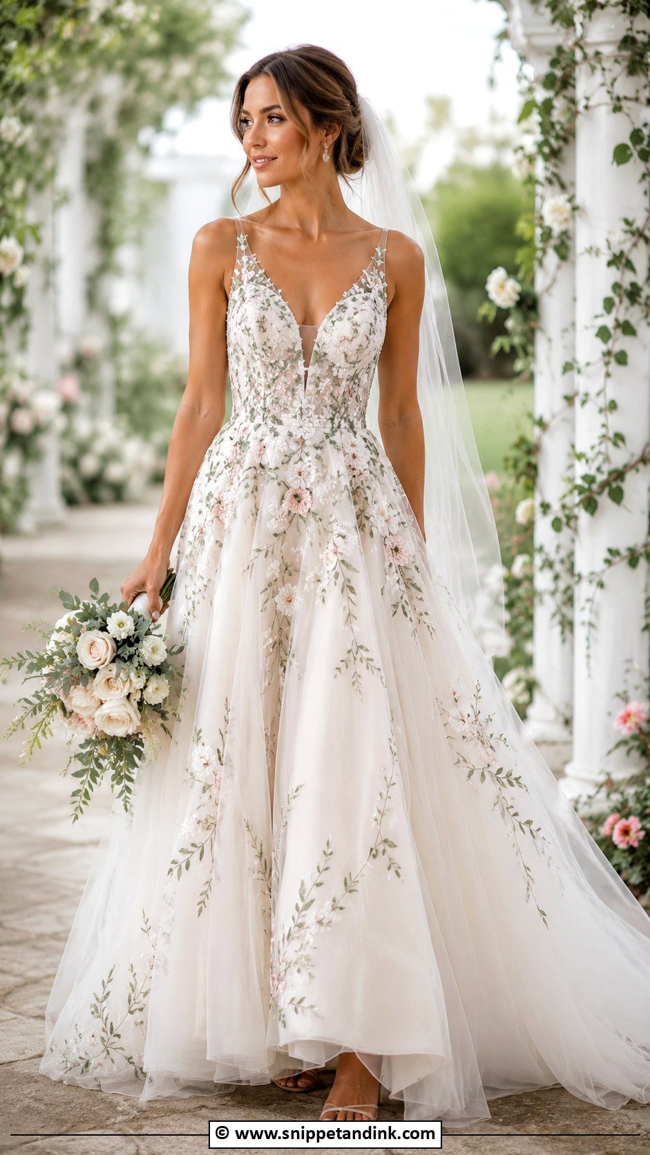 Floral Embroidered Wedding Dress - Snippet and Ink - 30 Cute Wedding Dress Ideas