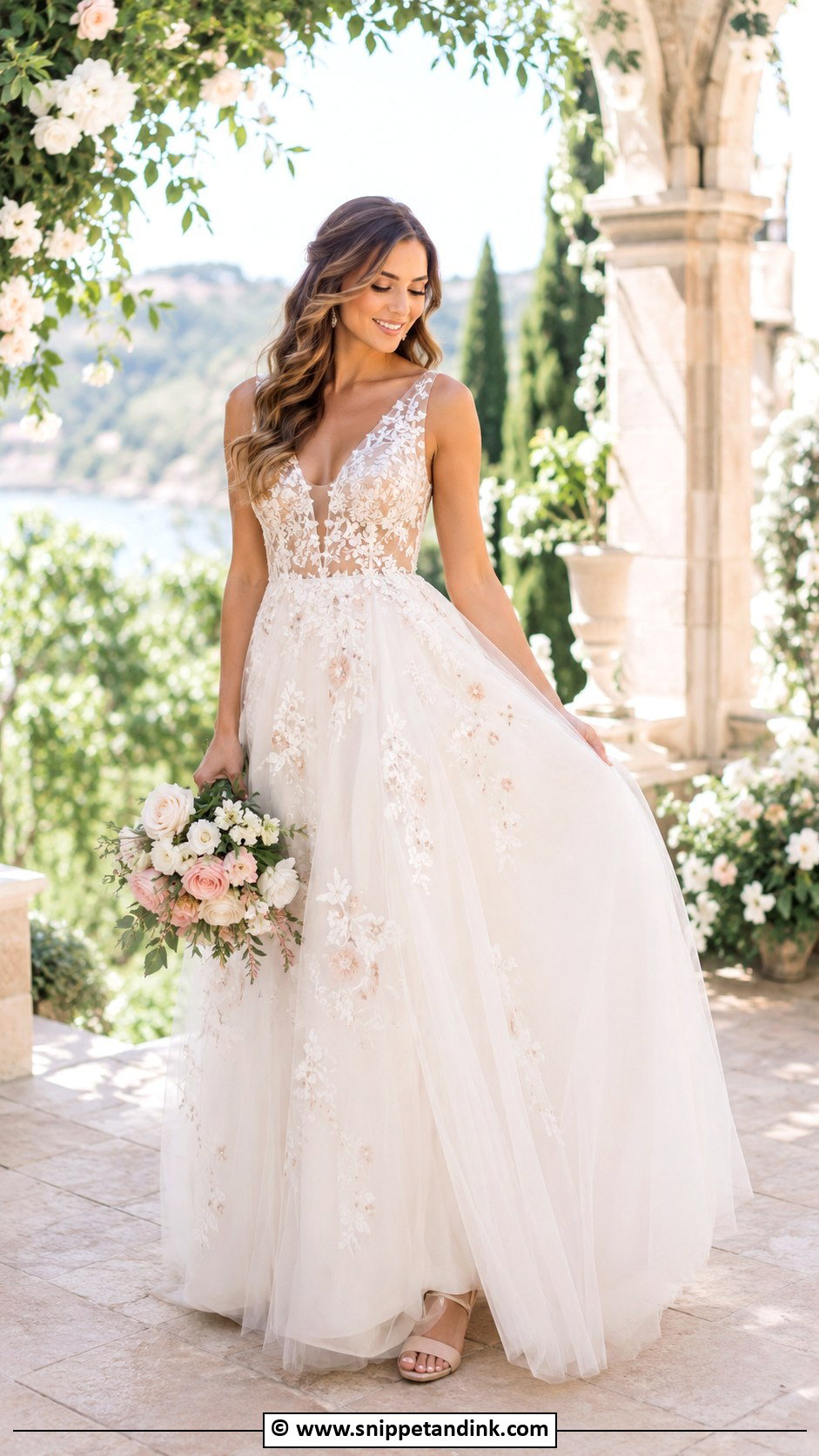 Floral Embroidered Wedding Dress - Snippet and Ink - 30 Destination Wedding Dress Ideas