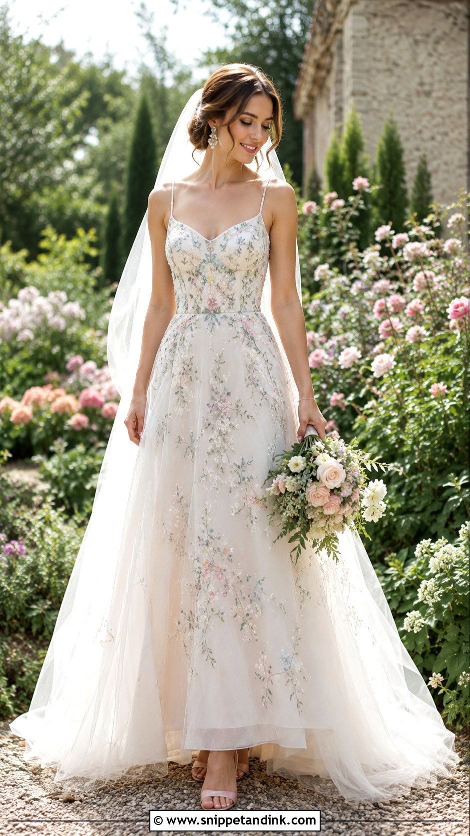Floral Embroidered Wedding Dress Outfit - Snippet and Ink - 20 Unique Wedding Outfits