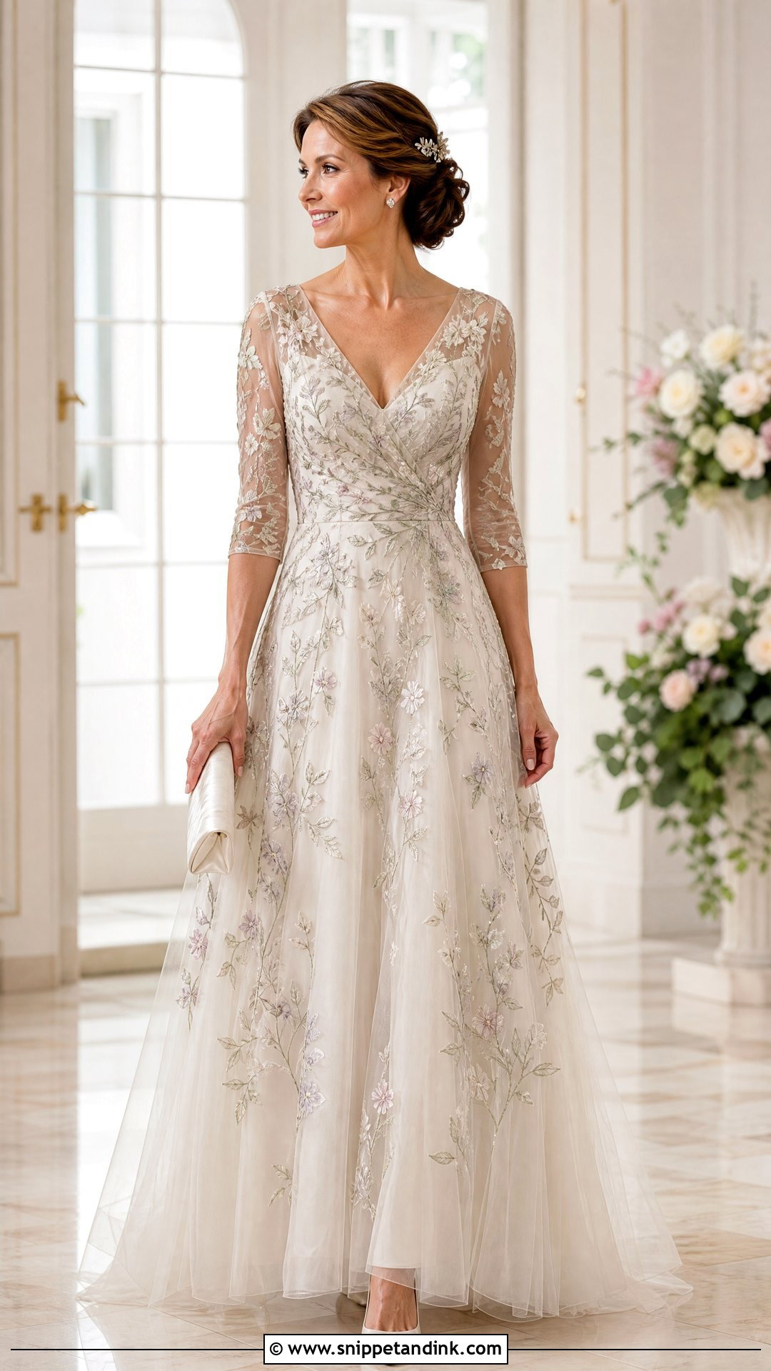 Floral Embroidered Wedding Dress With Simple Accessories - Snippet and Ink - 20 Second Marriage Wedding Dresses