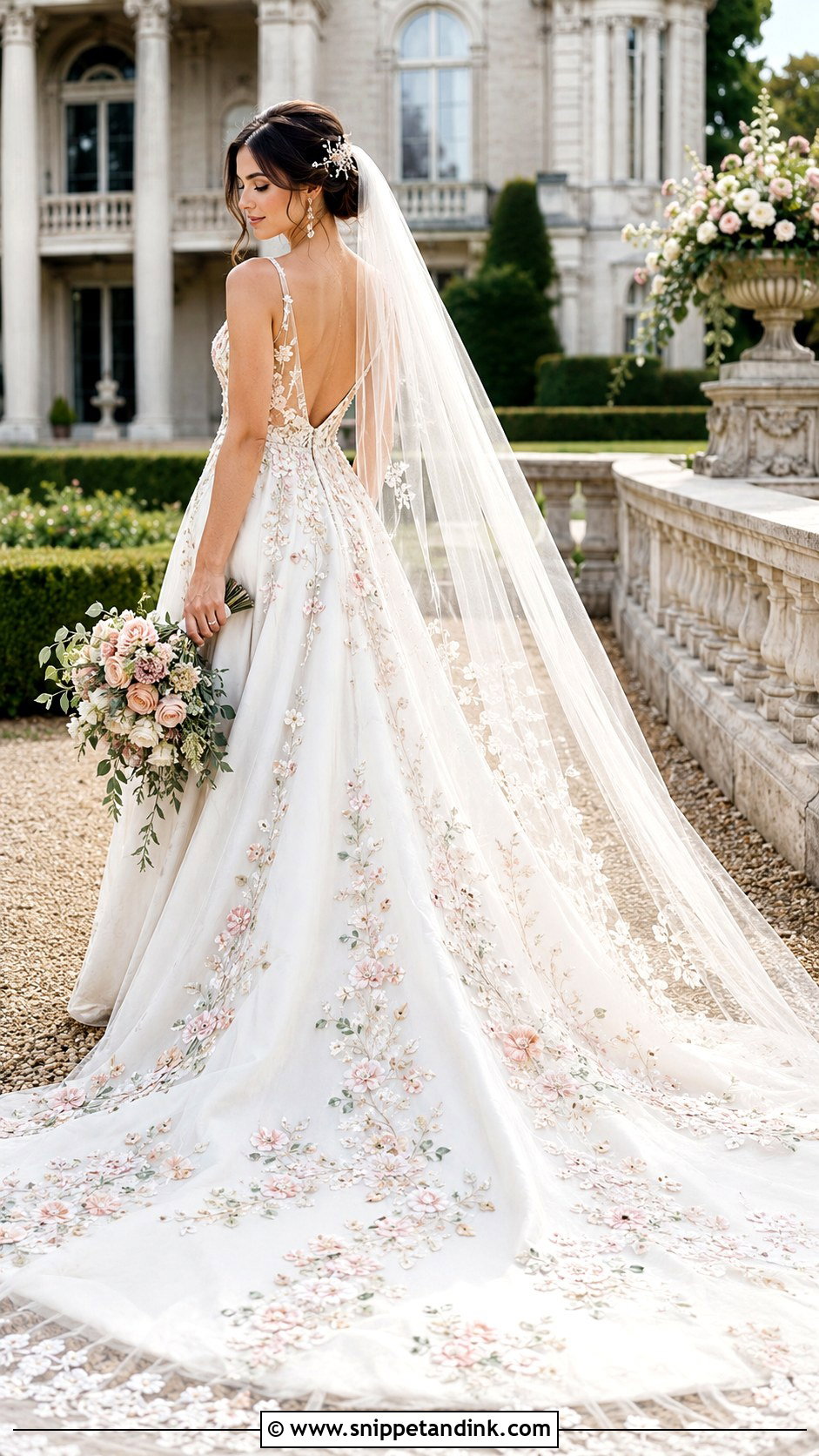 Floral Embroidered Wedding Dress With Train - Snippet and Ink - 25 Wedding Dresses with Flowers