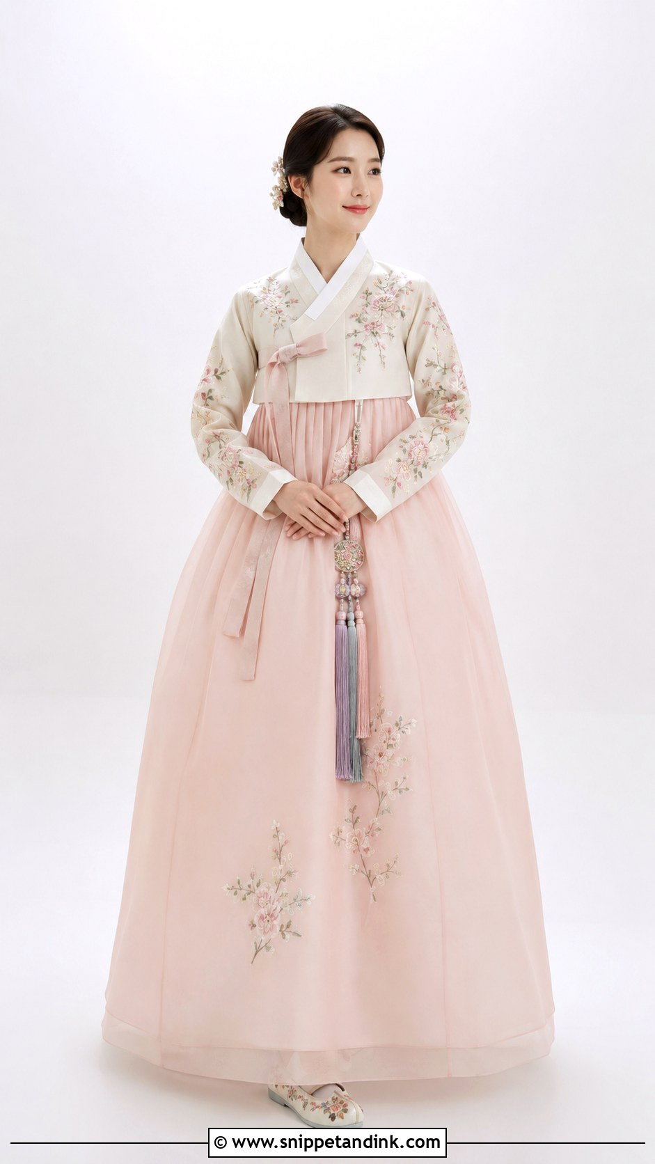 Floral Embroidered Wedding Hanbok - Snippet and Ink - 25 Traditional Korean Wedding Dress Ideas