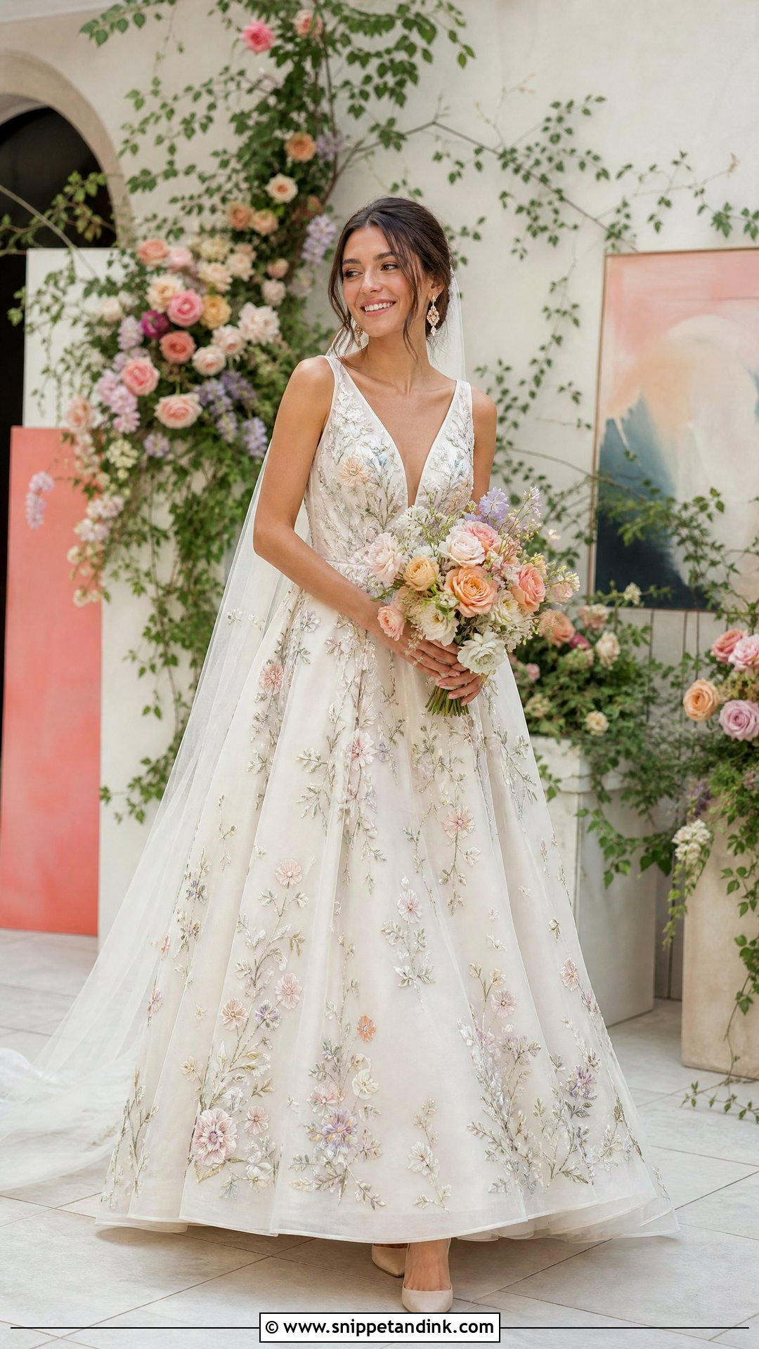 Floral Embroidered Wedding Look - Snippet and Ink - 20 Wedding Lookbook Ideas