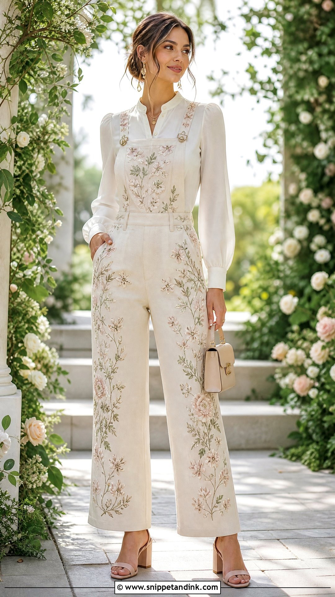 Floral Embroidered Wedding Overalls Outfit - Snippet and Ink - 20 Wedding Overalls Ideas