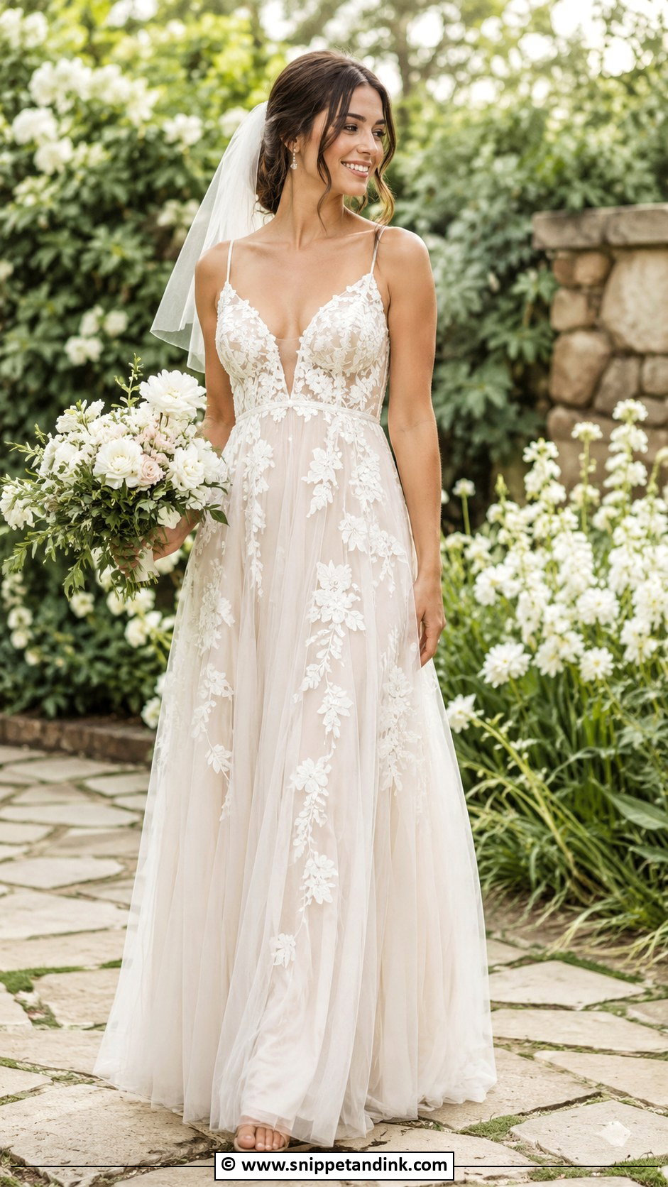 Floral Empire Waist Wedding Dress - Snippet and Ink - 30 Empire Waist Wedding Dress Ideas