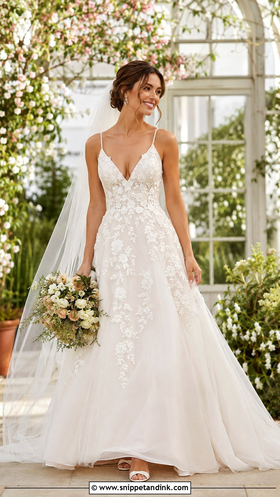 Floral Fit and Flare Wedding Dress - Snippet and Ink - 20 Fit and Flare Wedding Dresses