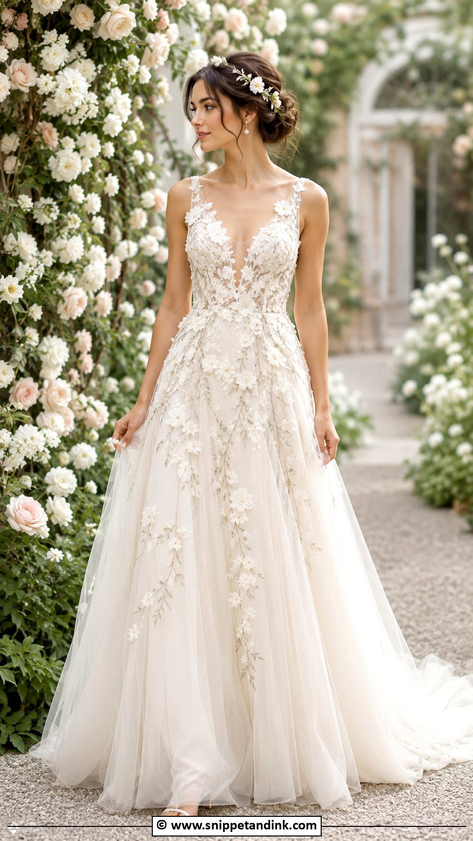Floral Goddess Wedding Dress - Snippet and Ink - 25 Goddess Wedding Dress Ideas