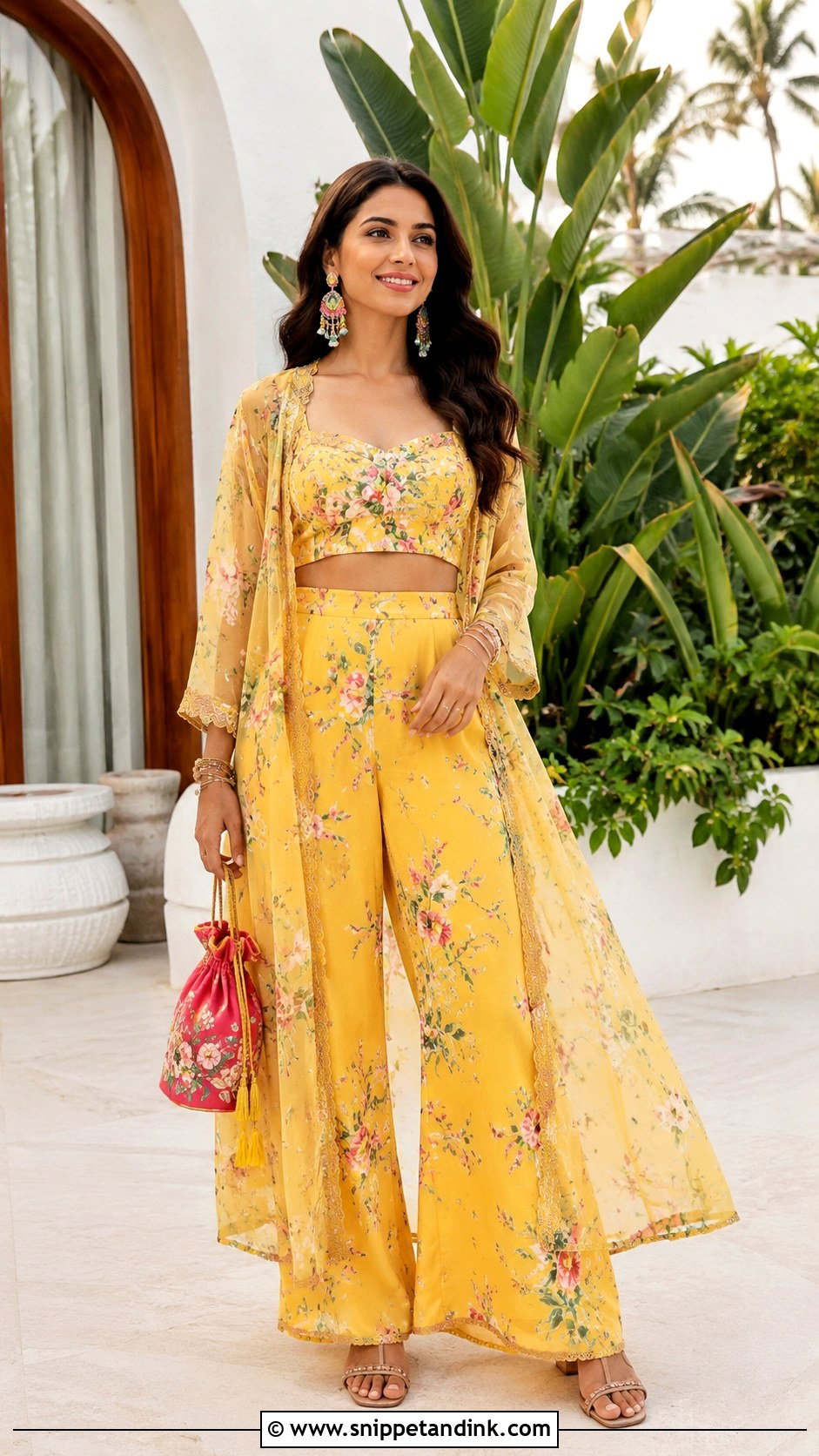 Floral Haldi Co Ord Set - Snippet and Ink - 20 Haldi Night Outfit Ideas