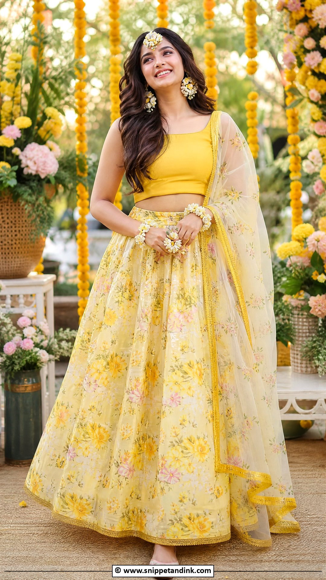 Floral Haldi Lehenga Dress - Snippet and Ink - 35 Haldi Dress Ideas