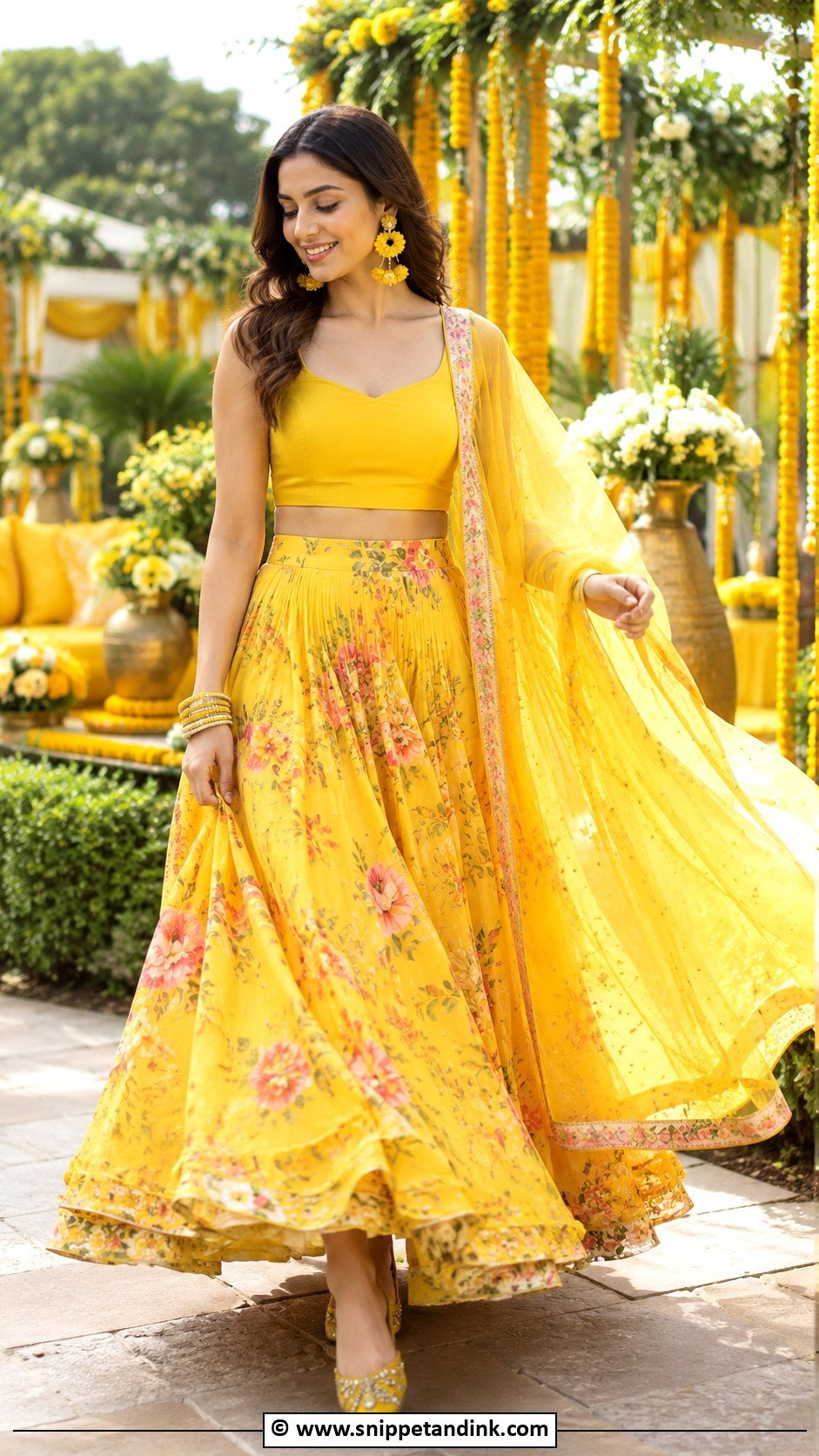 Floral Haldi Lehenga Set - Snippet and Ink - 35 Unique Haldi Outfits