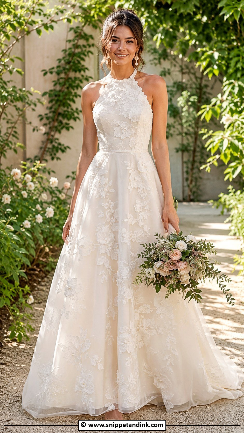 Floral Halter Wedding Dress - Snippet and Ink - 25 Halter Top Wedding Dress Ideas
