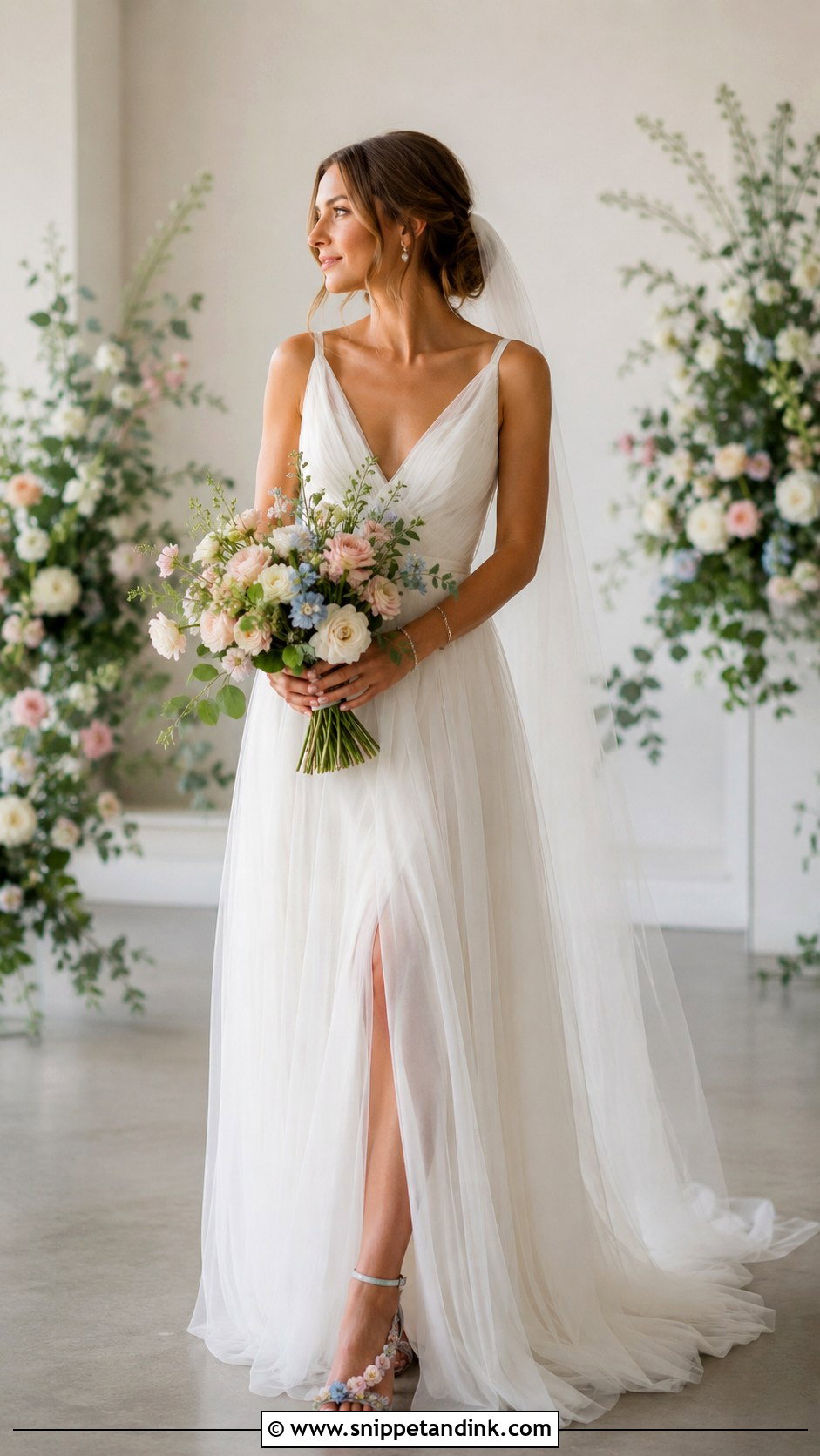 Floral Heels With Romantic Bride Outfit - Snippet and Ink - 20 Heels Bride Ideas