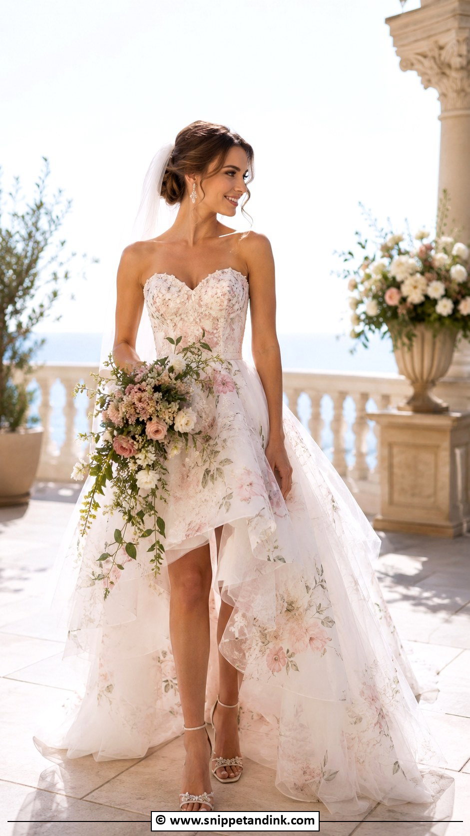 Floral High Low Wedding Dress - Snippet and Ink - 30 Flower Wedding Dress Ideas