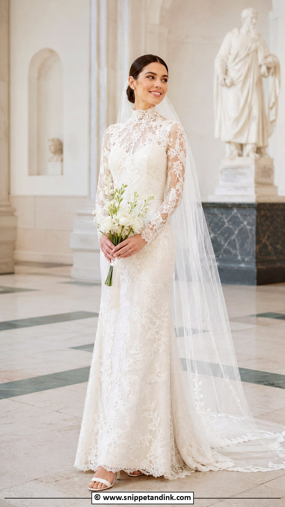 Floral High Neck Wedding Dress - Snippet and Ink - 25 Wedding Dress Flowers