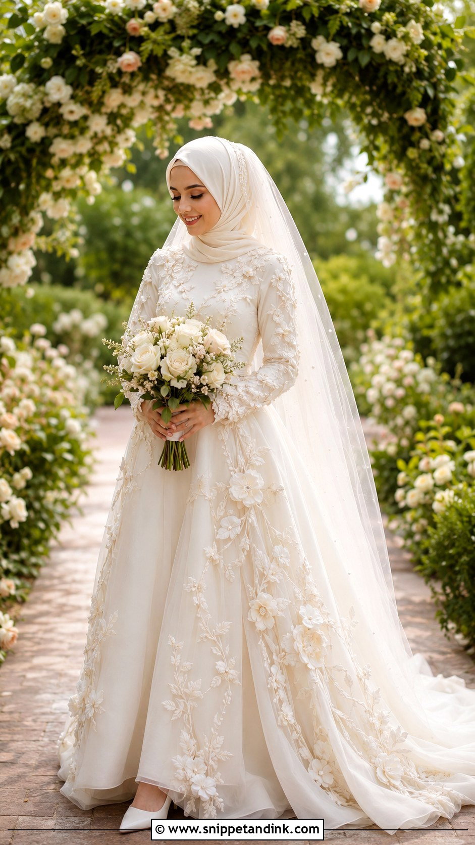 Floral Hijab Bridal Dress - Snippet and Ink - 25 Hijab Bridal Look Ideas