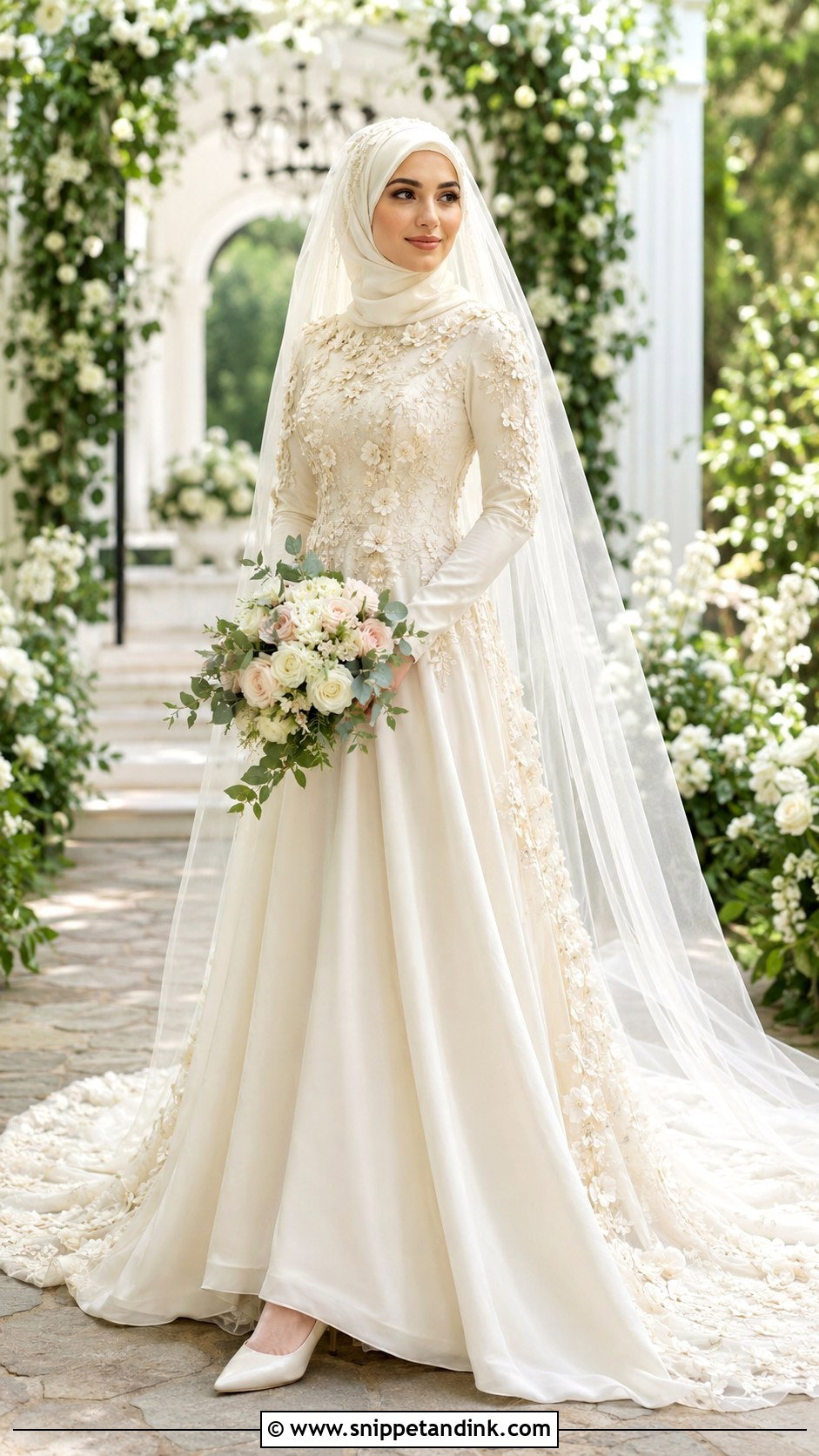 Floral Hijab Wedding Dress - Snippet and Ink - 25 Elegant Hijab Wedding Dress Ideas