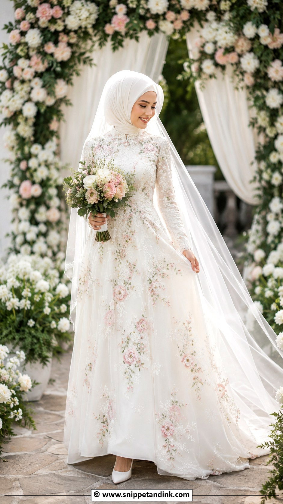 Floral Hijabi Wedding Dress - Snippet and Ink - 30 Hijabi Wedding Dress Ideas