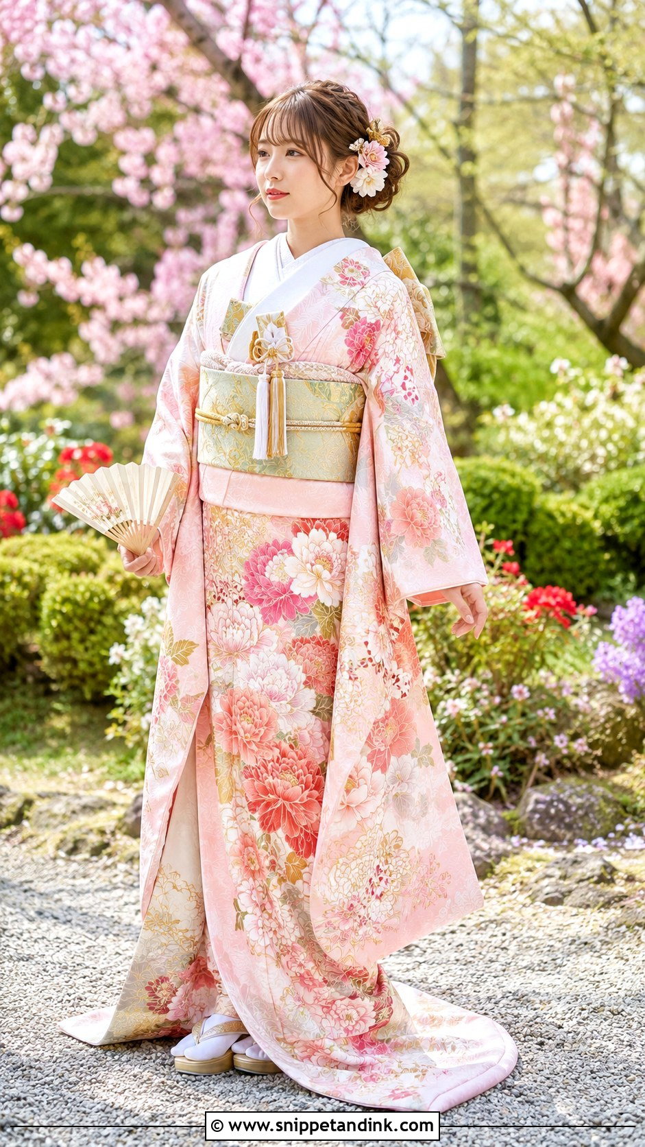 Floral Hikifurisode Japanese Wedding Dress - Snippet and Ink - 20 Modern Japanese Wedding Dress Ideas
