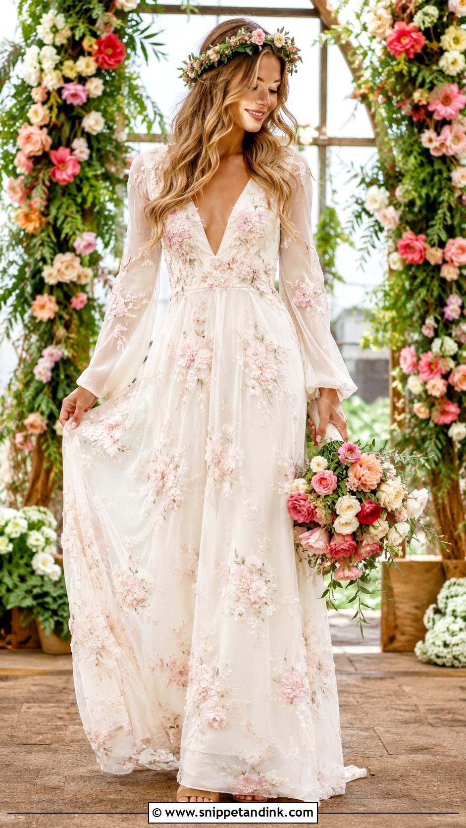 Floral Hippie Wedding Dress - Snippet and Ink - 30 Hippie Wedding Dress Ideas