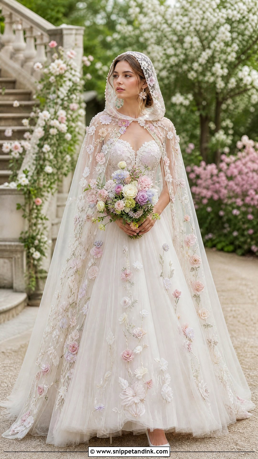 Floral Hooded Wedding Dress - Snippet and Ink - 20 Wedding Dress with Hood Ideas