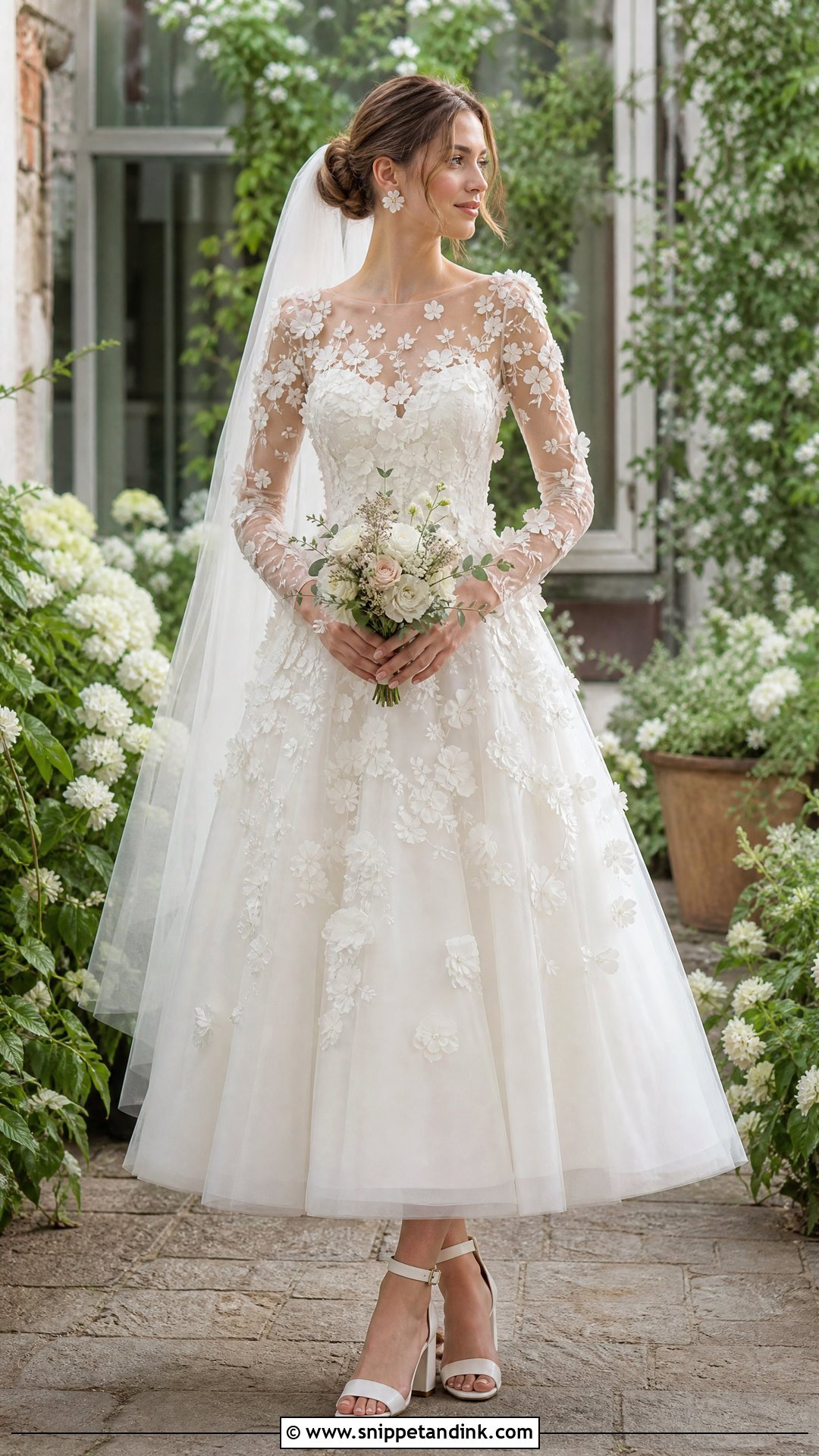 Floral Illusion Wedding Dress - Snippet and Ink - 20 Illusion Wedding Dress Ideas