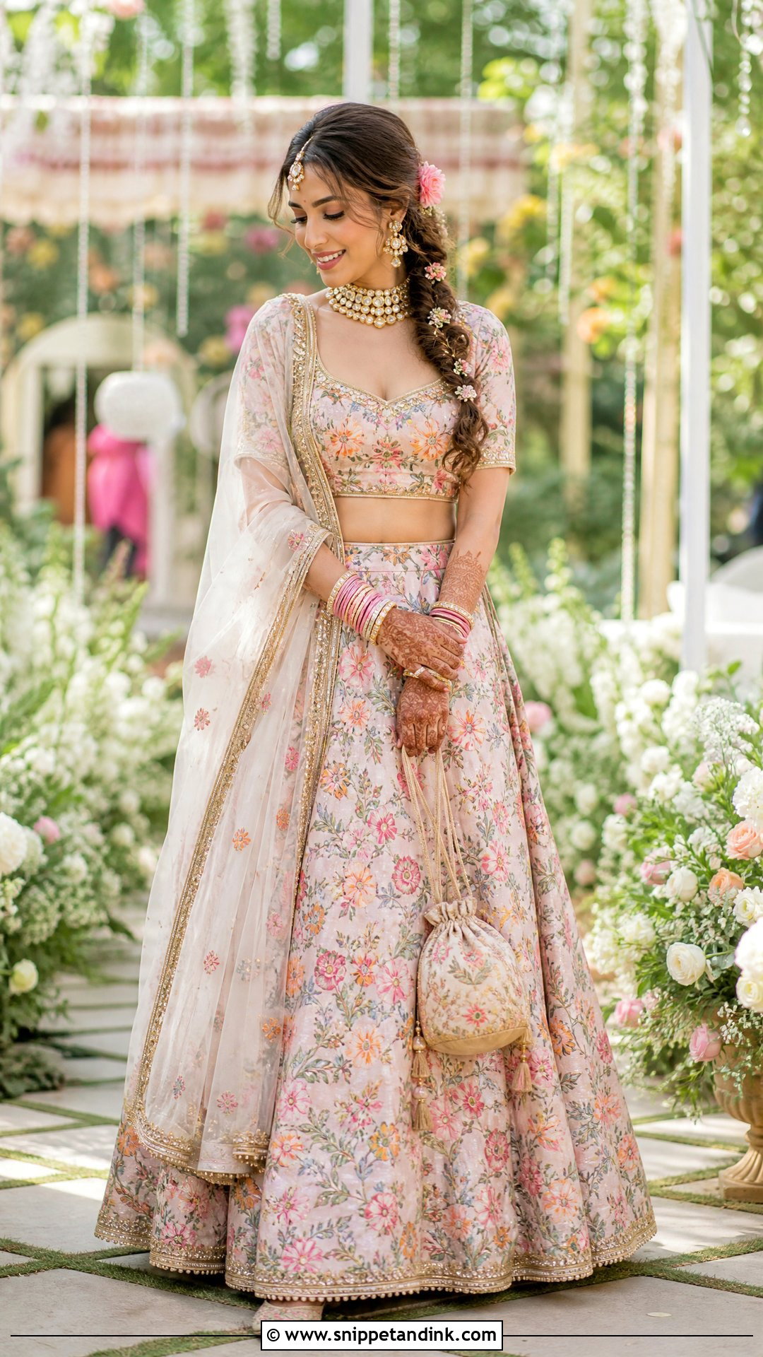 Floral Indian Bridal Lehenga - Snippet and Ink - 20 Indian Bridal Wedding Dress Ideas
