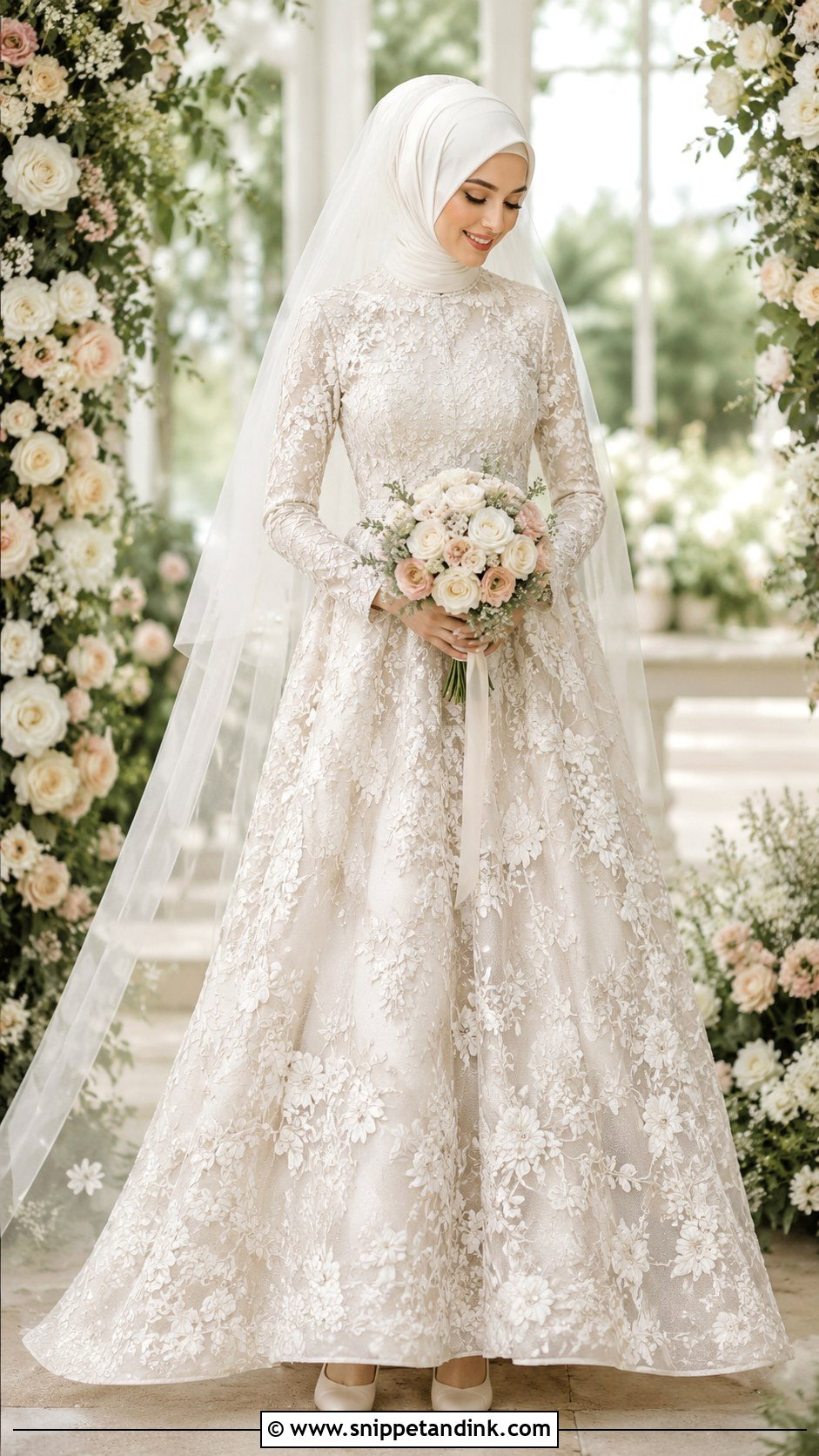 Floral Islamic Wedding Dress - Snippet and Ink - 25 Islamic Wedding Dresses