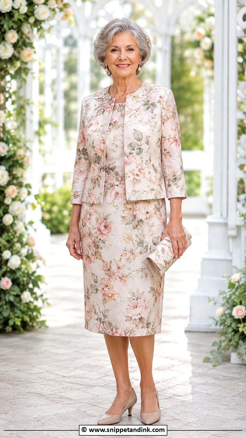 Floral Jacket Dress Outfit - Snippet and Ink - 25 Grandma Wedding Outfit Ideas