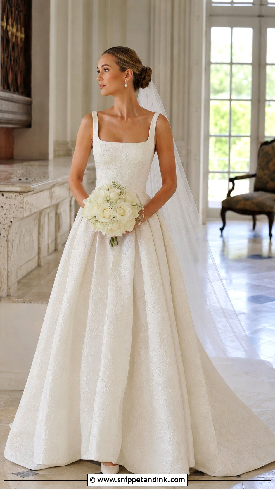 Floral Jacquard A Line Corset Wedding Dress - Snippet and Ink - 20 A Line Corset Wedding Dress Ideas