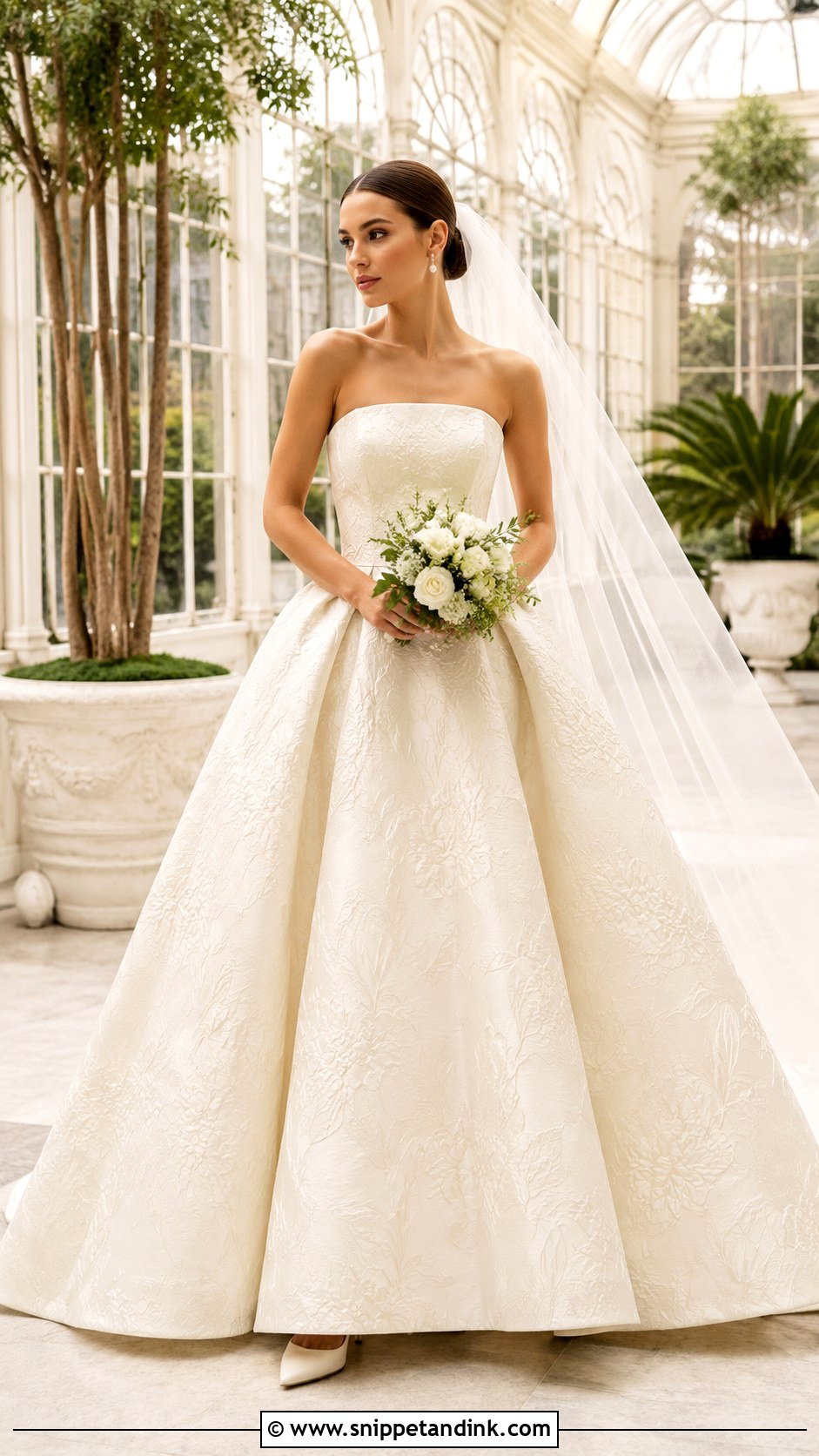 Floral Jacquard Ball Gown Wedding Dress - Snippet and Ink - 20 Full Wedding Dresses