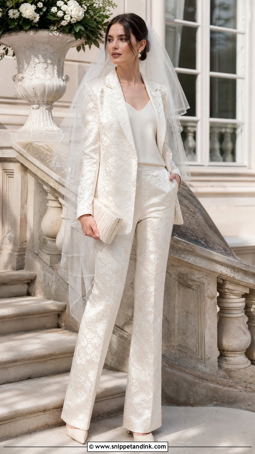 Floral Jacquard Bridal Suit - Snippet and Ink - 20 Marriage Suit Ideas