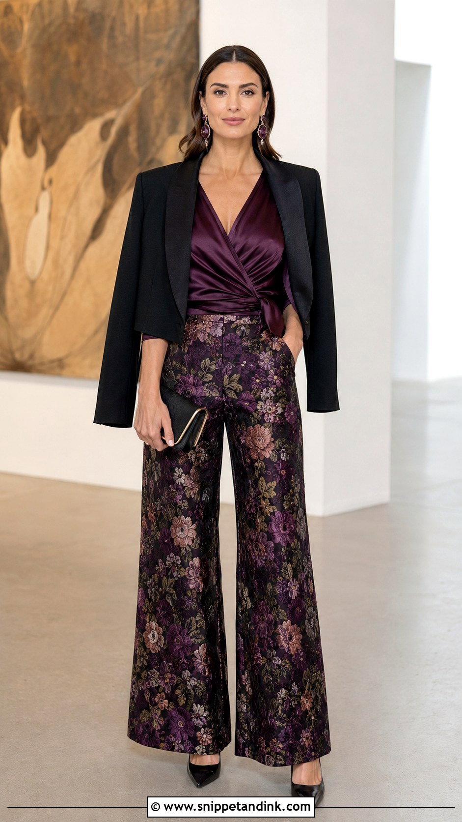 Floral Jacquard Pants Wedding Outfit - Snippet and Ink - 20 Formal Pants Outfit Wedding Ideas