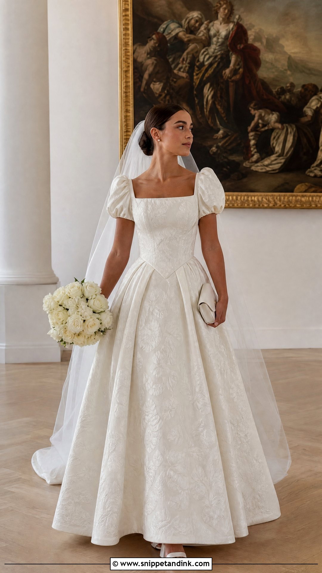 Floral Jacquard Victorian Wedding Dress - Snippet and Ink - 20 Victorian Wedding Dresses