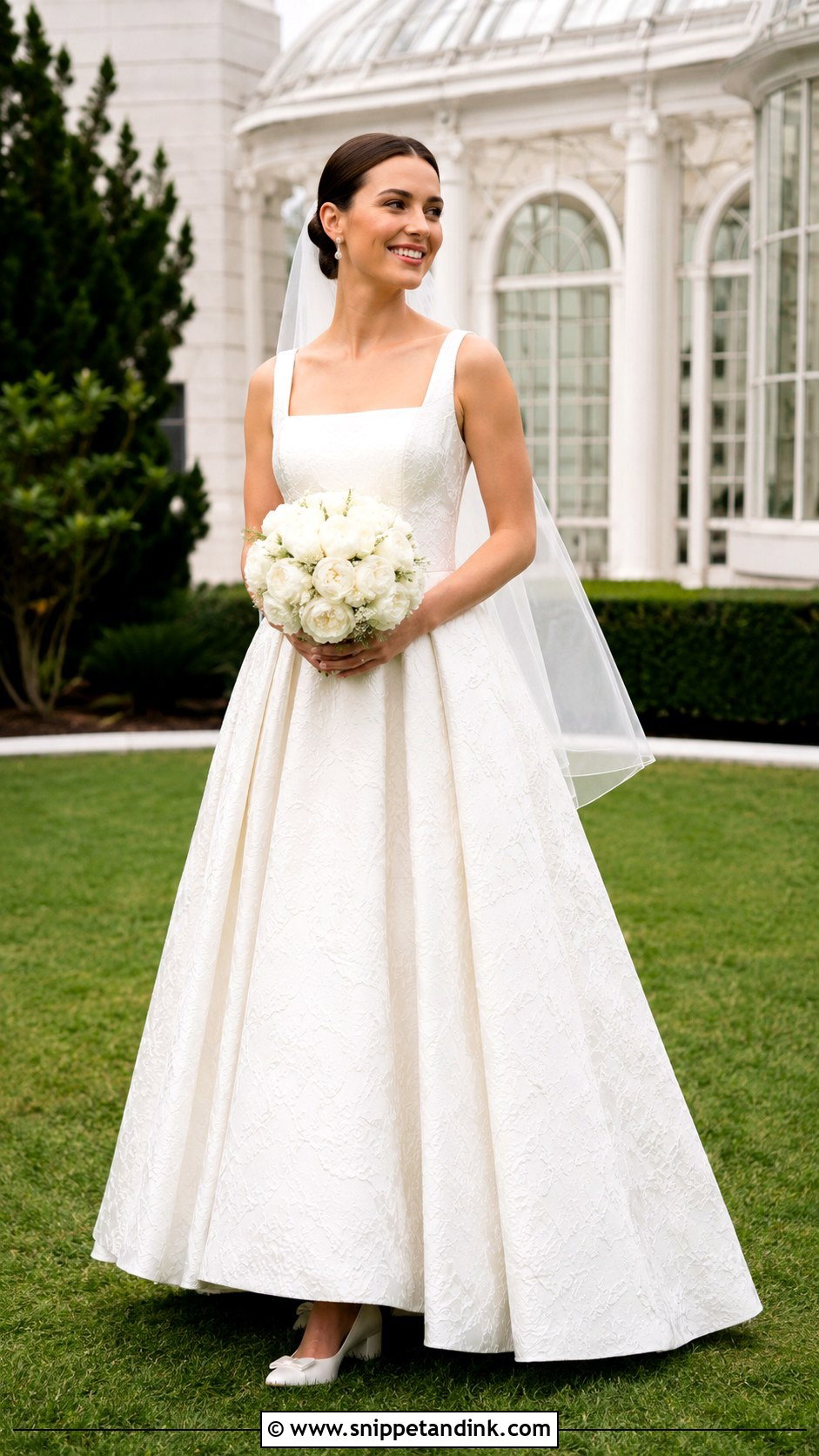Floral Jacquard Wedding Dress - Snippet and Ink - 20 Nature Inspired Wedding Dress Ideas