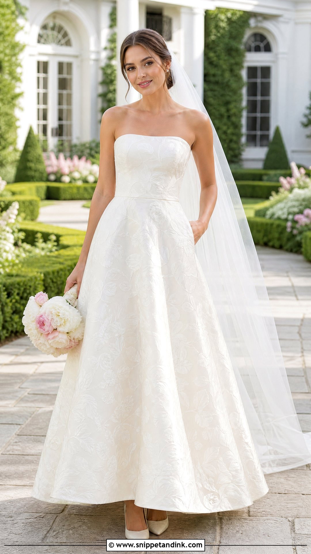 Floral Jacquard Wedding Dress - Snippet and Ink - 25 Simple Romantic Wedding Dress Ideas