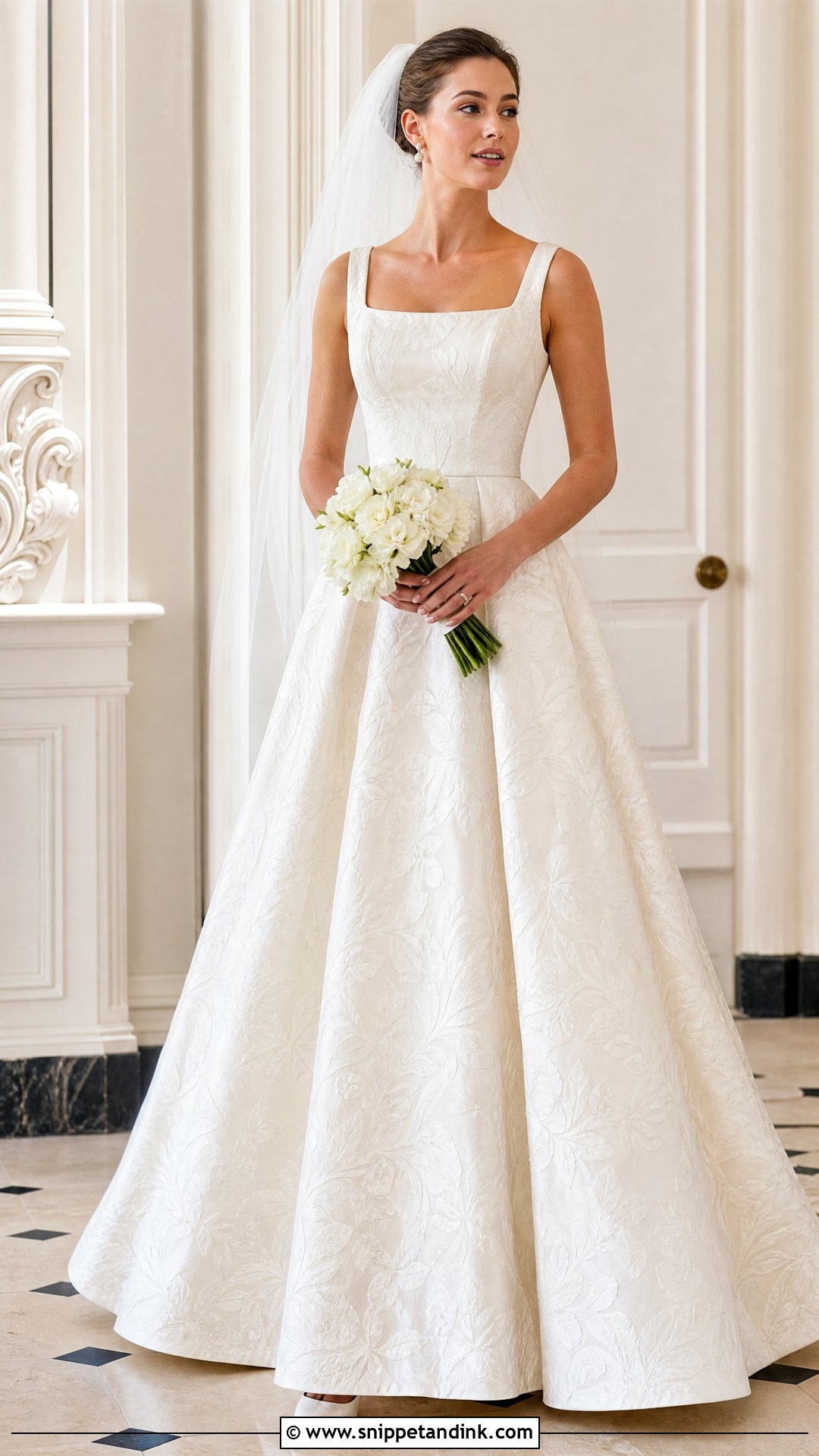 Floral Jacquard Wedding Dress - Snippet and Ink - 20 Wedding Dresses with Flowers Detail