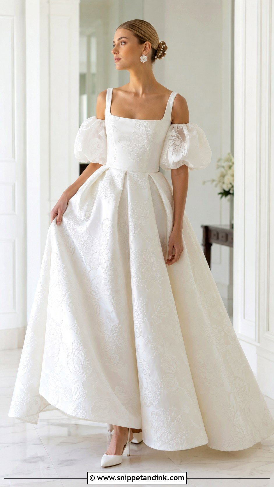 Floral Jacquard Wedding Dress - Snippet and Ink - 20 Maximalist Wedding Dress Ideas