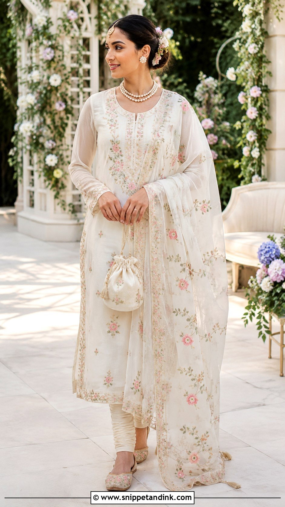 Floral Khada Dupatta Daytime Outfit - Snippet and Ink - 20 Khada Duppata Hyderabadi Ideas