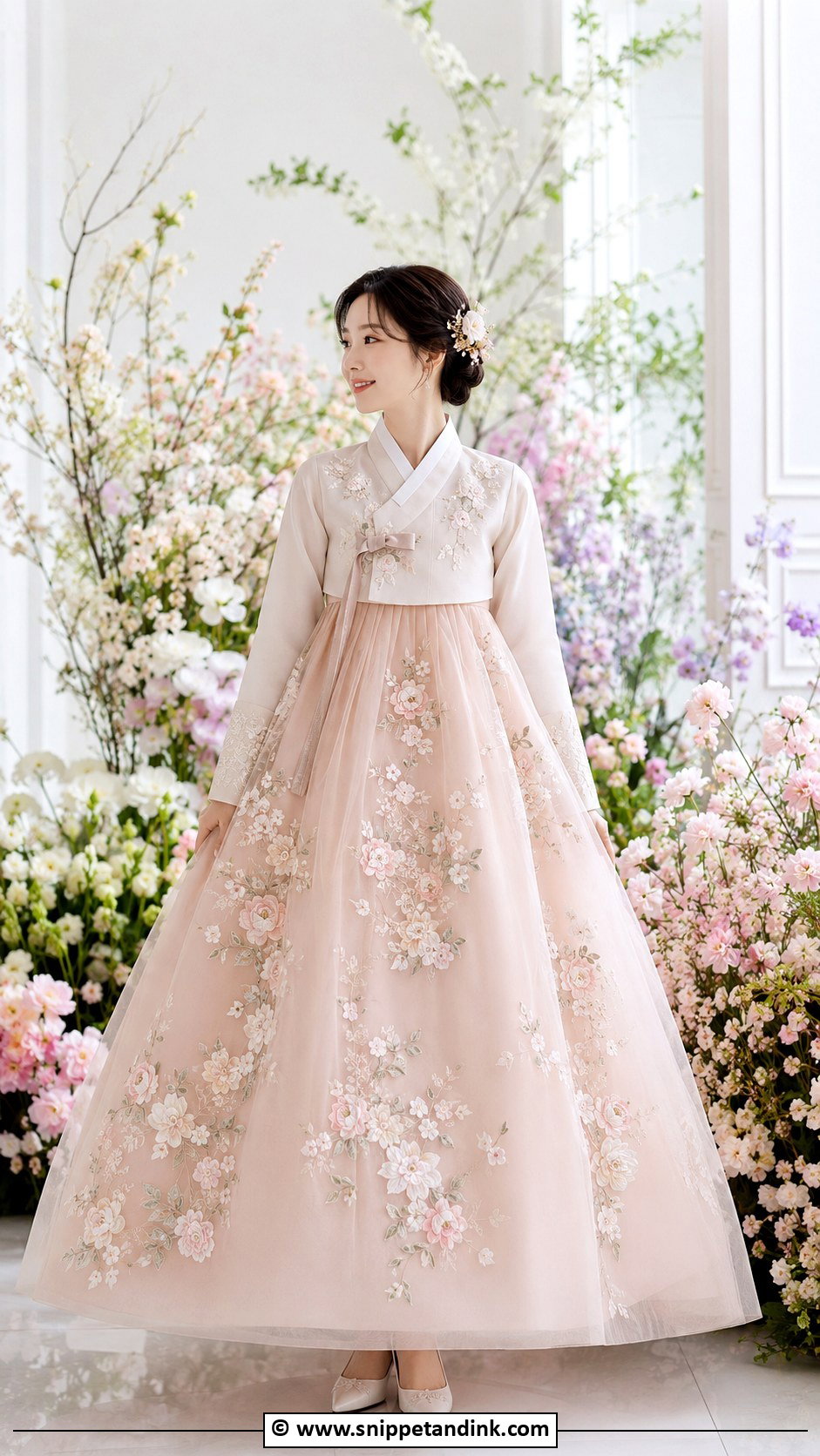 Floral Korean Wedding Dress - Snippet and Ink - 25 Korean Wedding Dresses